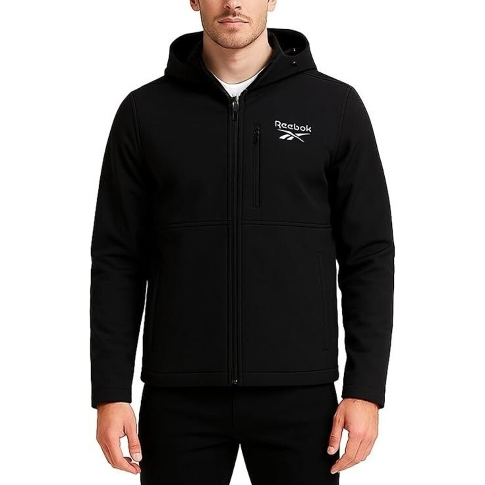 Reebok Men's Lightweight Jacket X-LARGE Black Ink Zip Up Sherpa Fleece Softshell